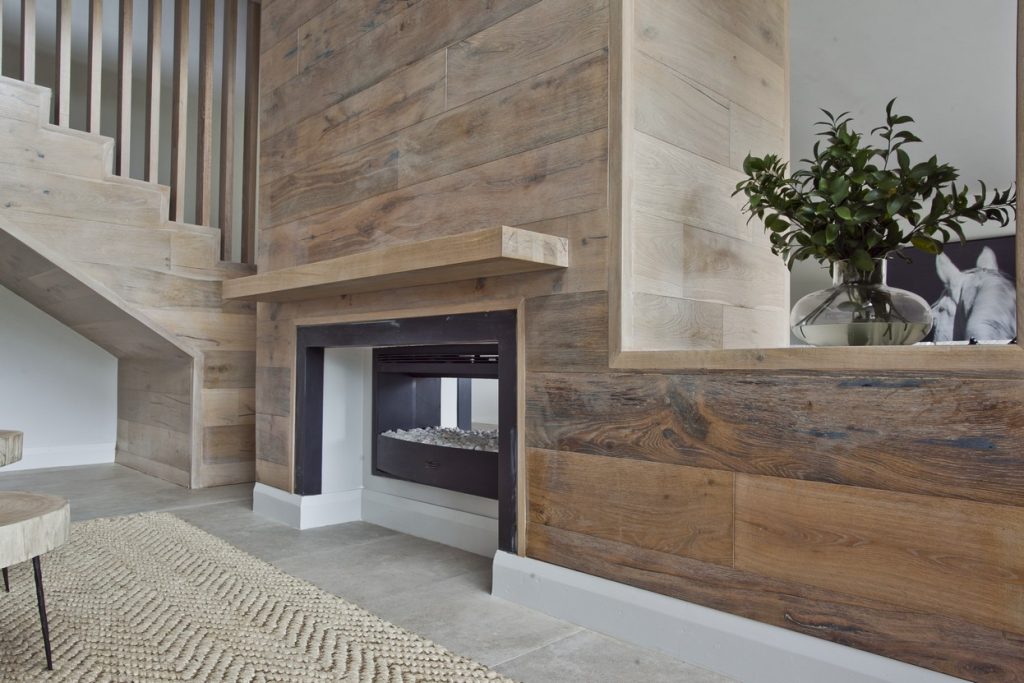 FinOak Rustic Fireplace and feature wall