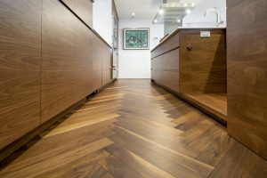 Walnut Authentic herringbone laminate flooring