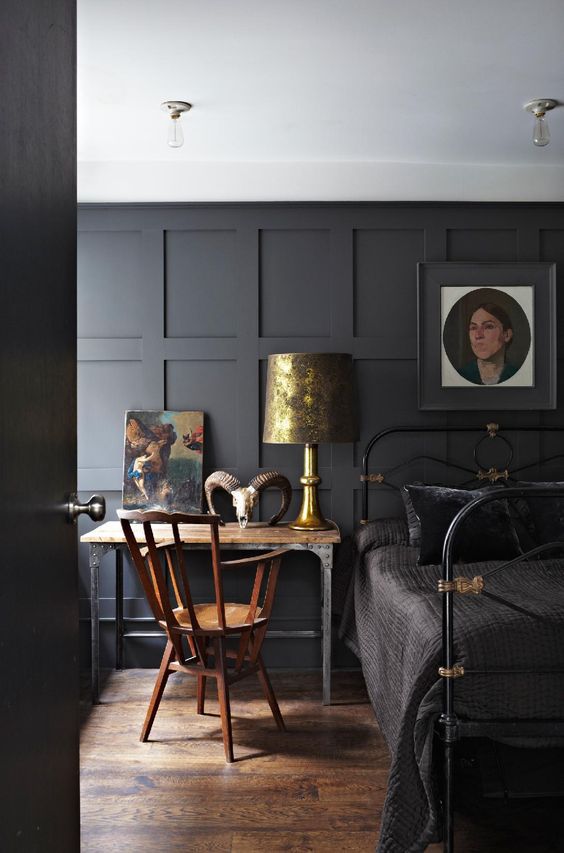 Charcoal and wood interiors - winter trends 2017