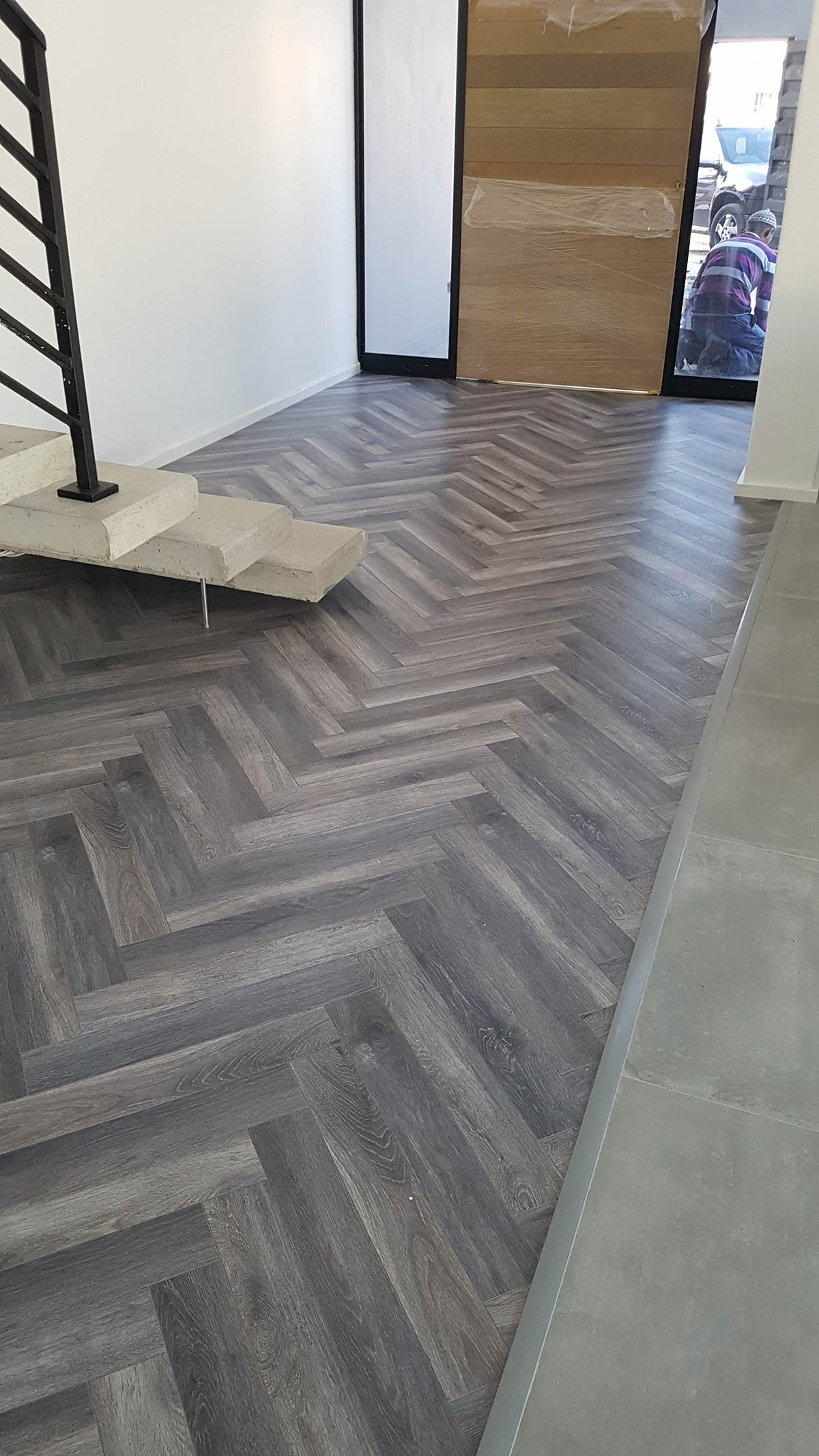 Authentic Herringbone Grey Wash in New modern cape Town residential property