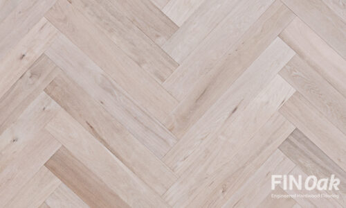 Oak wood floor laid in a herringbone pattern