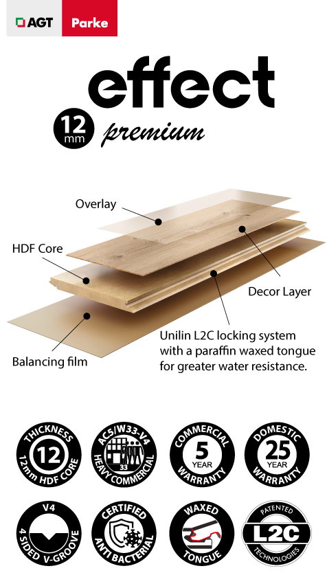 Effect 12mm premium AC5 commercial flooring