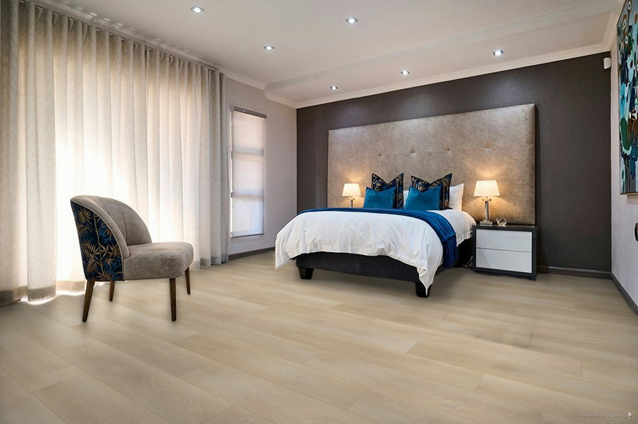 Portia vinyl floors in a contemporary bedroom