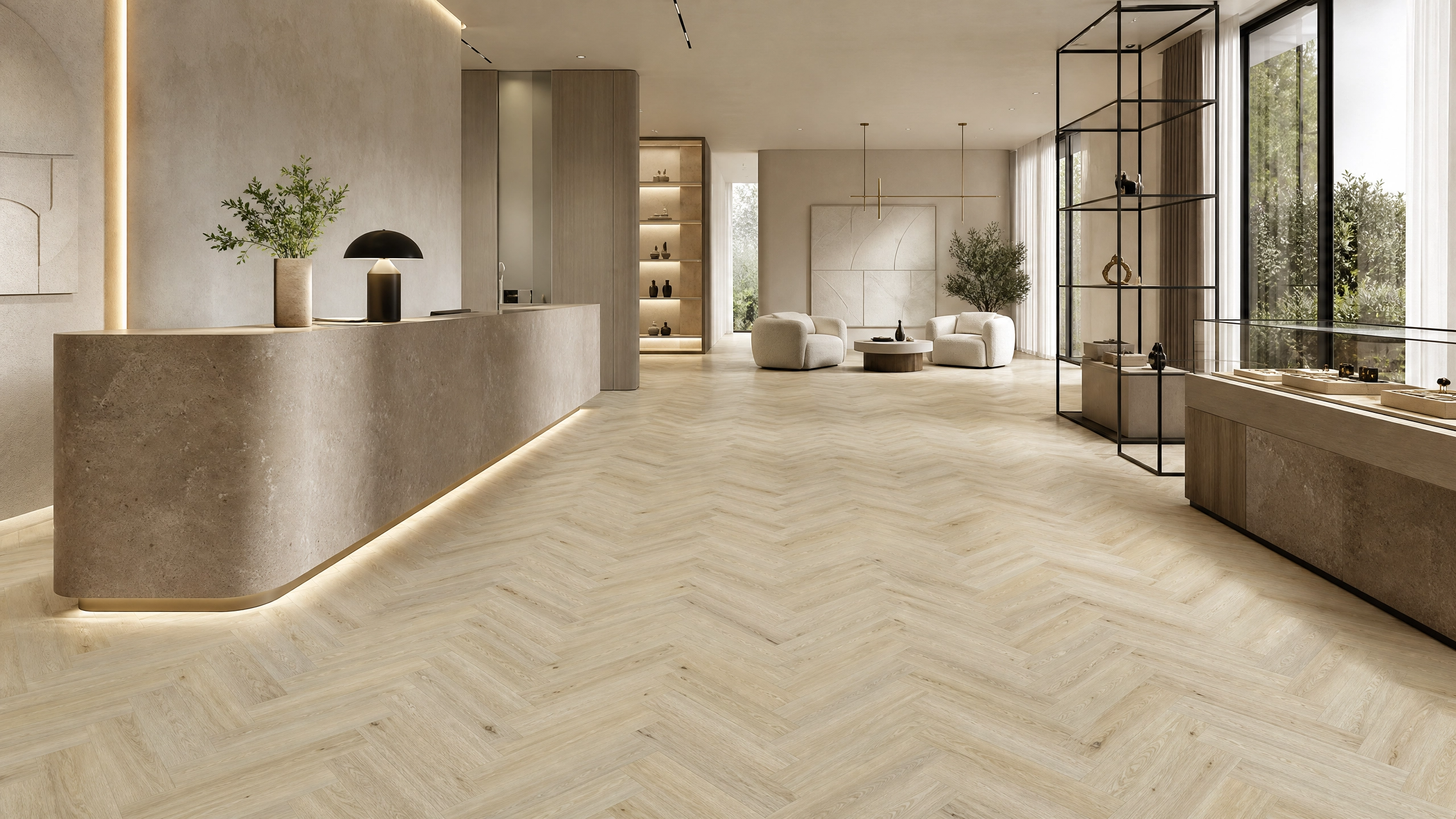 Aurora II Herringbone Celeste LVT