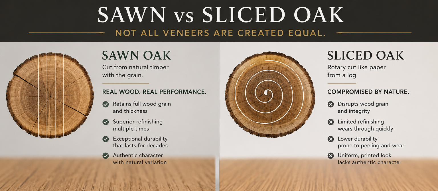 Best wood floors in South Africa FINfloor -- difference between sawn and sliced oak