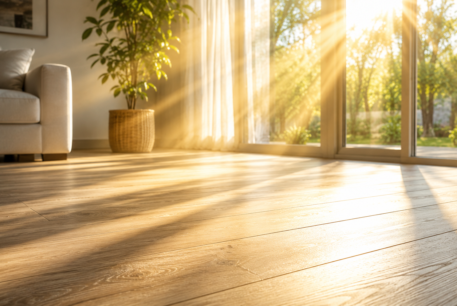 Sun on vinyl floor